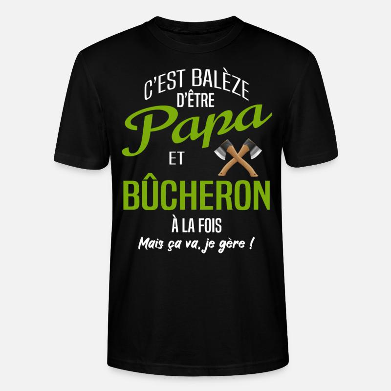 Papa bûcheron - T-shirt bio CRAFTER Stanley Stella Unisexe - noir