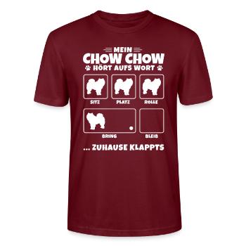 Chow-Chow chinesicher Löwenhund - Zuhause klappts - Stanley/Stella Unisex Bio-T-Shirt CRAFTER - Burgunderrot - Vorne - Alina (178cm) & Michal (187cm)