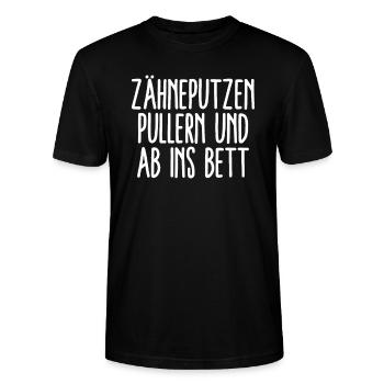 Zähneputzen Pullern & Ab Ins Bett - Schlafen Gehen - Stanley/Stella Unisex Bio-T-Shirt CRAFTER - Schwarz - Vorne - Alina (178cm) & Michal (187cm)