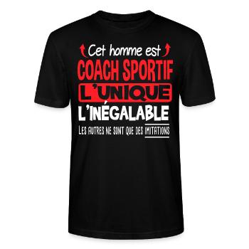 Coach sportif homme viril. Cadeau sport unique - T-shirt bio CRAFTER Stanley Stella Unisexe - noir - Devant - Alina (178cm) & Michal (187cm)