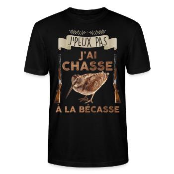 Chasseur de Bécasse chasse idée cadeau - T-shirt bio CRAFTER Stanley Stella Unisexe - noir - Devant - Alina (178cm) & Michal (187cm)