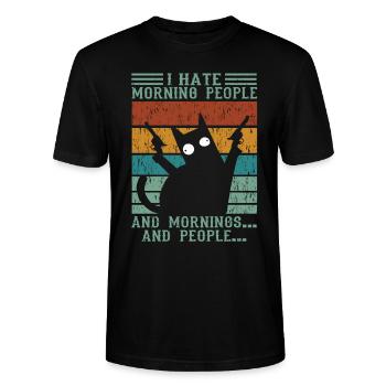 Cat I Hate morning people and mornings and people - Stanley/Stella Unisex Bio-T-Shirt CRAFTER - Schwarz - Vorne - Alina (178cm) & Michal (187cm)