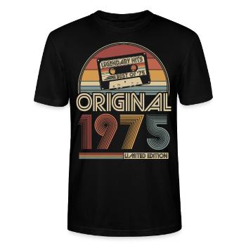 1975 Vintage Födelsedag Retro Gåva - Ekologisk T-shirt CRAFTER unisex från Stanley/Stella - svart - Fram - Alina (178cm) & Michal (187cm)