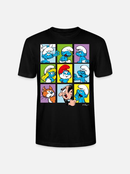 The Smurfs Gift Tiles - Stanley/Stella CRAFTER Unisex Organic T-Shirt - black