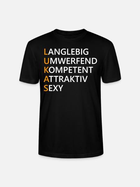 Lukas Name Geschenk - Stanley/Stella Unisex Bio-T-Shirt CRAFTER - Schwarz
