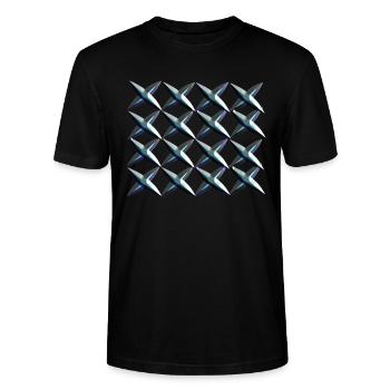 kreuze muster kreuz - Stanley/Stella Unisex Bio-T-Shirt CRAFTER - Schwarz - Vorne - Alina (178cm) & Michal (187cm)