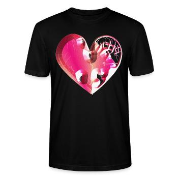 herz pink glitzer narben - Stanley/Stella Unisex Bio-T-Shirt CRAFTER - Schwarz - Vorne - Alina (178cm) & Michal (187cm)