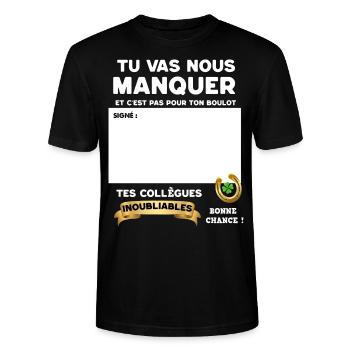 Collègue Tu Vas Nous Manquer - T-shirt bio CRAFTER Stanley Stella Unisexe - noir - Devant - Alina (178cm) & Michal (187cm)