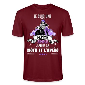 Femme Simple Moto Apéro Cadea Femme Motard - T-shirt bio CRAFTER Stanley Stella Unisexe - bordeaux - Devant - Alina (178cm) & Michal (187cm)
