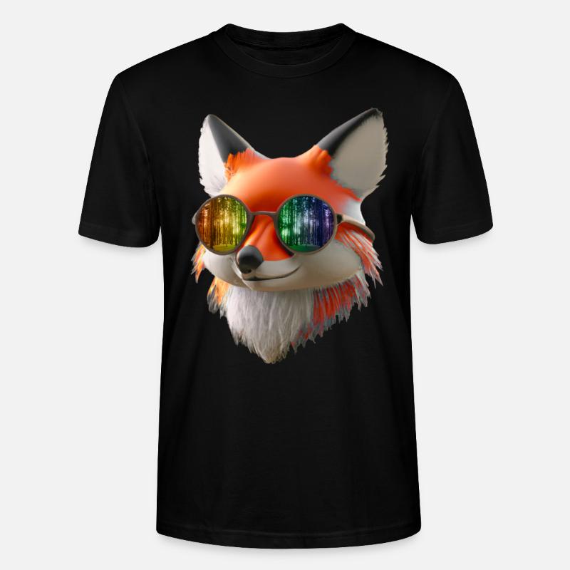 Fuchs Kopf mit Sonnenbrille - Stanley/Stella Unisex Bio-T-Shirt CRAFTER - Schwarz