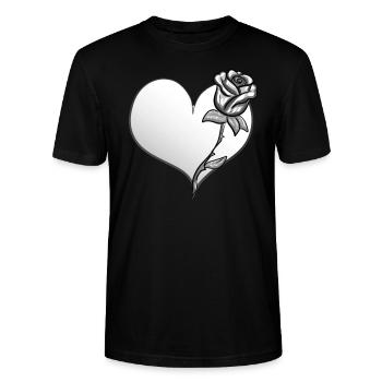 rose blume herz form symbol grau - Stanley/Stella Unisex Bio-T-Shirt CRAFTER - Schwarz - Vorne - Alina (178cm) & Michal (187cm)