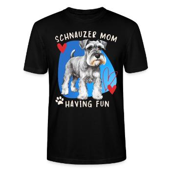 Schnauzer, Schnauzer-Terrier, Schnauzer-Mom Spruch - Stanley/Stella Unisex Bio-T-Shirt CRAFTER - Schwarz - Vorne - Alina (178cm) & Michal (187cm)