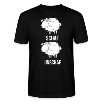 Schaf, Unschaf, Gestochen Schaf, Wortspiel - Stanley/Stella Unisex Bio-T-Shirt CRAFTER - Schwarz - Vorne - Alina (178cm) & Michal (187cm)