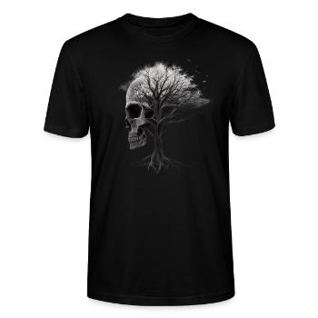 Crâne avec arbre - T-shirt bio CRAFTER Stanley Stella Unisexe - noir - Devant - Alina (178cm) & Michal (187cm)