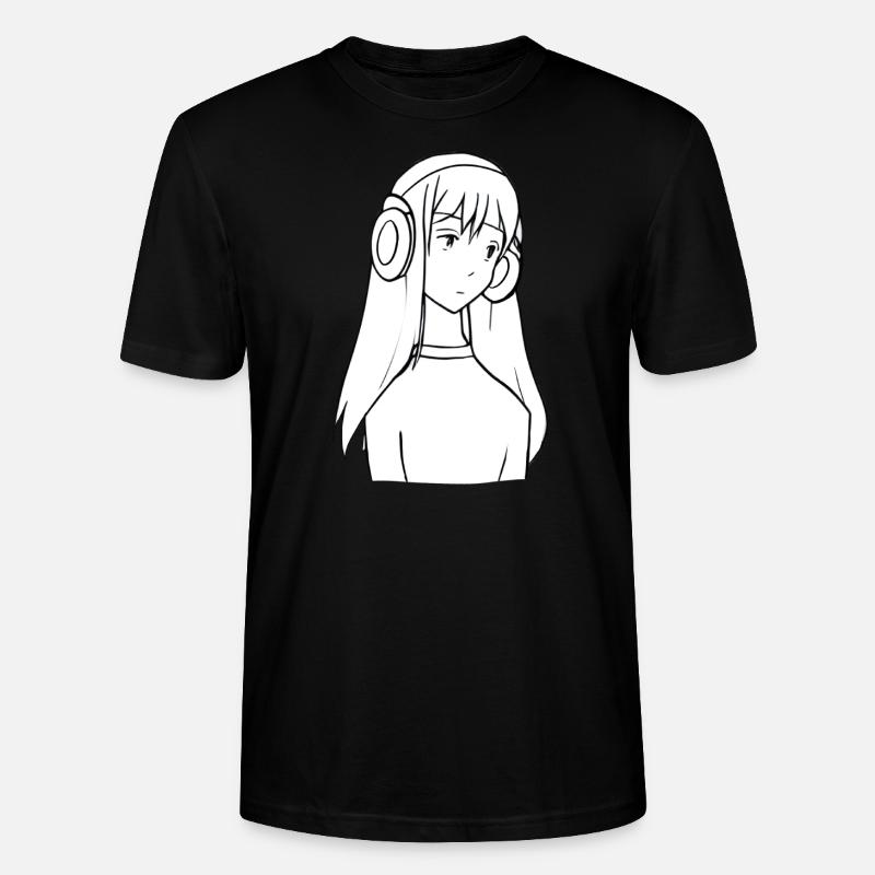 Mädchen Kopfhörer Manga Anime - Stanley/Stella Unisex Bio-T-Shirt CRAFTER - Schwarz
