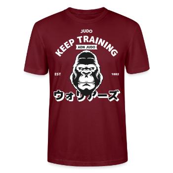 Gorilla Judo Training - T-shirt bio CRAFTER Stanley Stella Unisexe - bordeaux - Devant - Alina (178cm) & Michal (187cm)