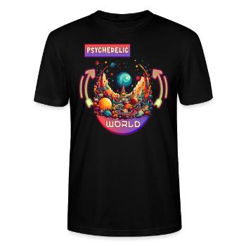 Monde psychédélique Trance Rave Techno Dance - T-shirt bio CRAFTER Stanley Stella Unisexe - noir - Devant - Alina (178cm) & Michal (187cm)