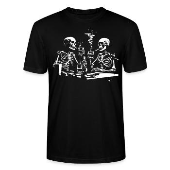 squelettes fumant et buvant - T-shirt bio CRAFTER Stanley Stella Unisexe - noir - Devant - Alina (178cm) & Michal (187cm)