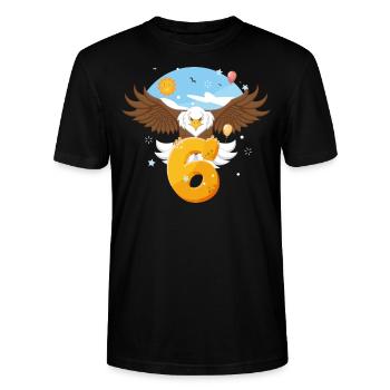 Weißkopfseeadler-design Zum Sechsten Geburtstag - Stanley/Stella Unisex Bio-T-Shirt CRAFTER - Schwarz - Vorne - Alina (178cm) & Michal (187cm)
