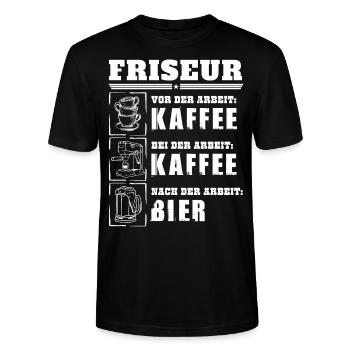 Mein Tagesablauf als Friseur - Stanley/Stella Unisex Bio-T-Shirt CRAFTER - Schwarz - Vorne - Alina (178cm) & Michal (187cm)