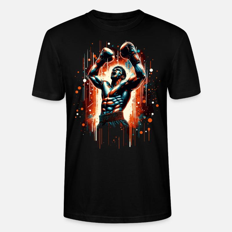 Boxer Siegespose Siegerpose Boxen Geschenk - Stanley/Stella Unisex Bio-T-Shirt CRAFTER - Schwarz
