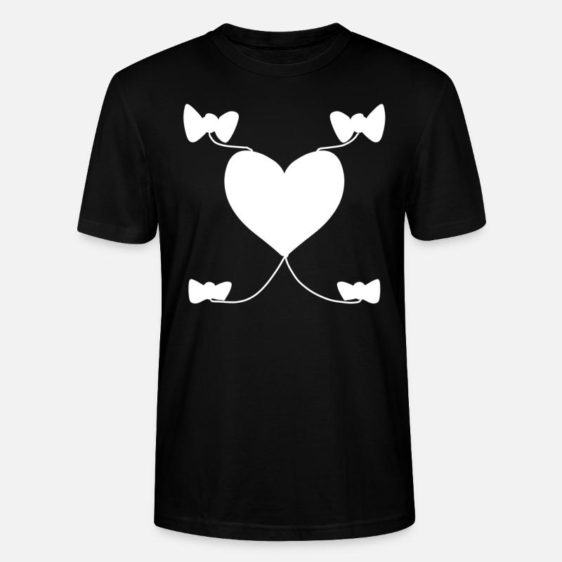 Heart Bow Pattern Shapes Shapes - Stanley/Stella CRAFTER Unisex Organic T-Shirt - black