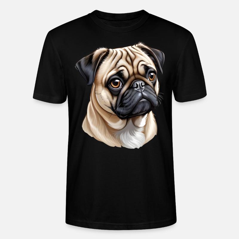 Mops Kopf - Stanley/Stella Unisex Bio-T-Shirt CRAFTER - Schwarz
