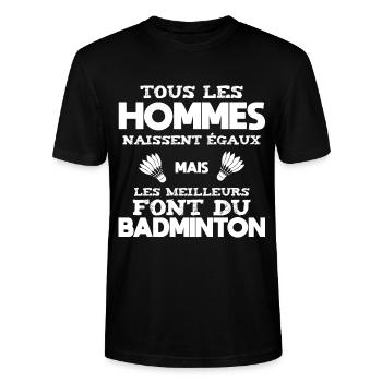 Les Meilleurs Font Du Badminton, Idée Cadeau Sport - T-shirt bio CRAFTER Stanley Stella Unisexe - noir - Devant - Alina (178cm) & Michal (187cm)
