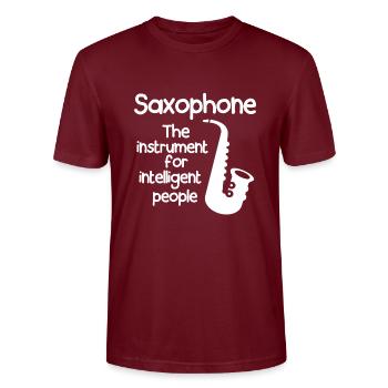Saxophone Instrument - Stanley/Stella CRAFTER Unisex Organic T-Shirt - burgundy - Front - Alina (178cm) & Michal (187cm)