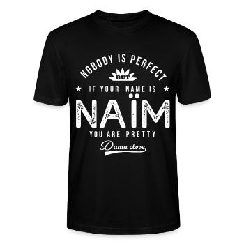 Naïm cadeau personnalisé prénom arabe Naïm - T-shirt bio CRAFTER Stanley Stella Unisexe - noir - Devant - Alina (178cm) & Michal (187cm)