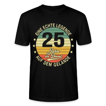 25 Jähriges Dienstjubiläum Retro Vintage - Stanley/Stella Unisex Bio-T-Shirt CRAFTER - Schwarz - Vorne - Alina (178cm) & Michal (187cm)
