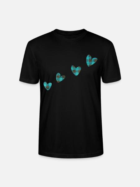 4 hearts fabric clothing blue - Stanley/Stella CRAFTER Unisex Organic T-Shirt - black
