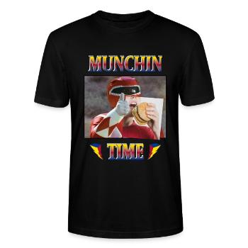 Power Rangers Munchin Time Roter Ranger Burger - Stanley/Stella Unisex Bio-T-Shirt CRAFTER - Schwarz - Vorne - Alina (178cm) & Michal (187cm)