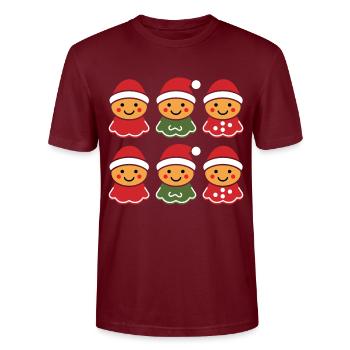 Lebkuchenmann - Stanley/Stella Unisex Bio-T-Shirt CRAFTER - Burgunderrot - Vorne - Alina (178cm) & Michal (187cm)