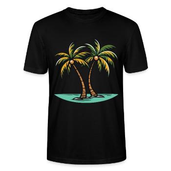 Palmen Insel - Stanley/Stella Unisex Bio-T-Shirt CRAFTER - Schwarz - Vorne - Alina (178cm) & Michal (187cm)