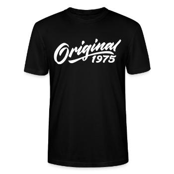 Original 1975 Geburtstagsgeschenk 1975 - Stanley/Stella Unisex Bio-T-Shirt CRAFTER - Schwarz - Vorne - Alina (178cm) & Michal (187cm)