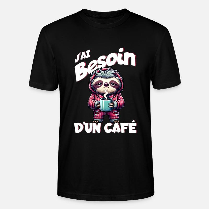 J'ai besoin d'un café - T-shirt bio CRAFTER Stanley Stella Unisexe - noir