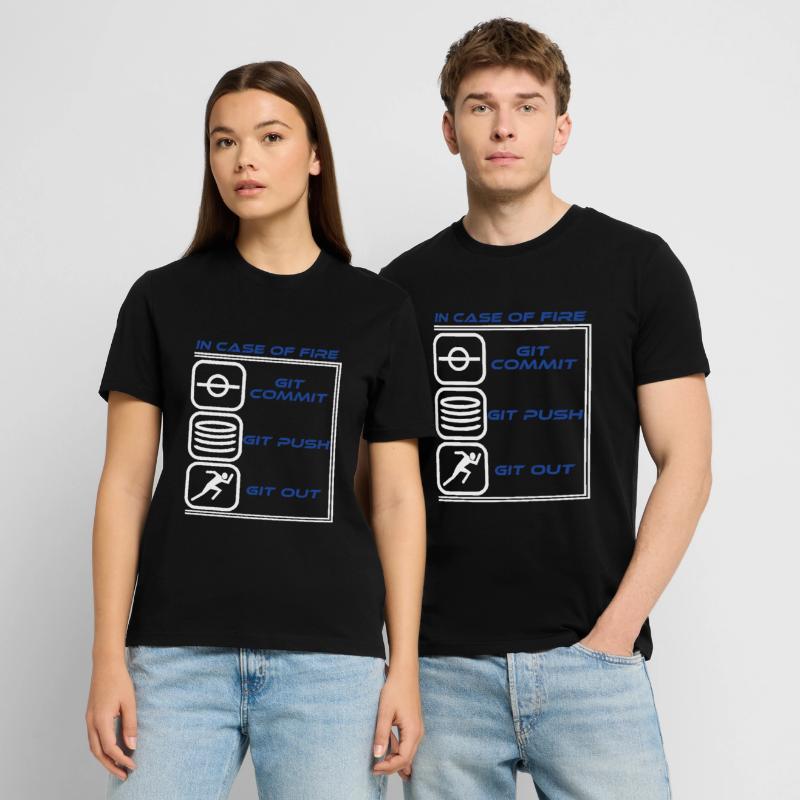 "In Case Of Fire Git Commit Git Push Git Out" Stanley/Stella CRAFTER Unisex Organic T-Shirt