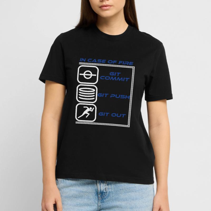 "In Case Of Fire Git Commit Git Push Git Out" Stanley/Stella CRAFTER Unisex Organic T-Shirt