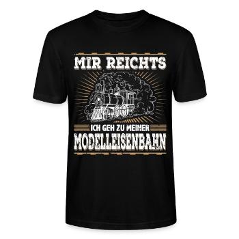 Mir Reichts Ich Geh Zu Meiner Modelleisenbahn - Stanley/Stella Unisex Bio-T-Shirt CRAFTER - Schwarz - Vorne - Alina (178cm) & Michal (187cm)