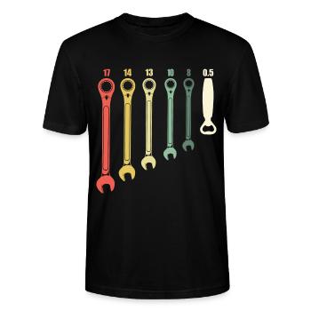 KFZ Mechaniker Geschenk - Stanley/Stella Unisex Bio-T-Shirt CRAFTER - Schwarz - Vorne - Alina (178cm) & Michal (187cm)