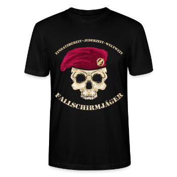 Einsatzbereit Jederzeit Weltweit Fallschirmjäger - Stanley/Stella Unisex Bio-T-Shirt CRAFTER - Schwarz - Vorne - Alina (178cm) & Michal (187cm)