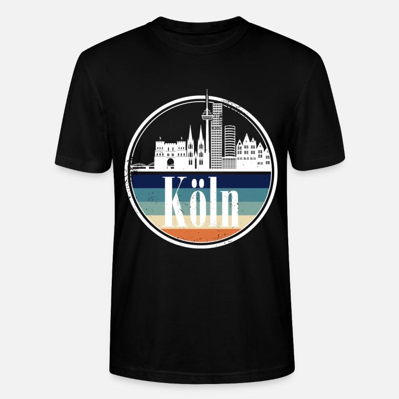 retro Kölner Skyline - Stanley/Stella Unisex Bio-T-Shirt CRAFTER - Schwarz