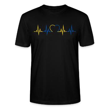 Ukraine heartbeat - Stanley/Stella CRAFTER Unisex Organic T-Shirt - black - Front - Alina (178cm) & Michal (187cm)