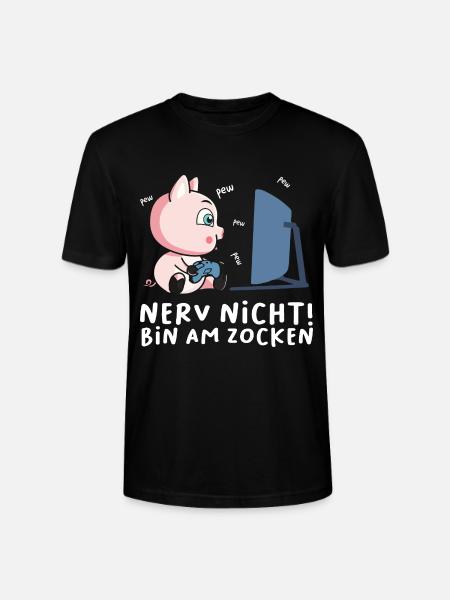 Bin am Zocken Gaming Schwein - Stanley/Stella Unisex Bio-T-Shirt CRAFTER - Schwarz