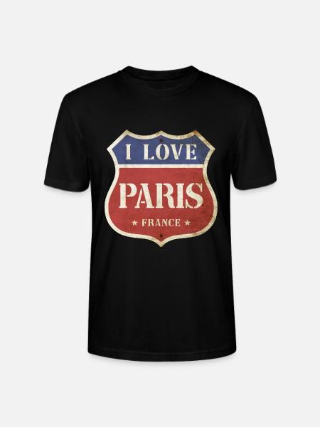 Parijs Frankrijk Stad I Love Vintage Retro Sign - Stanley/Stella Uniseks bio-T-shirt CRAFTER - zwart