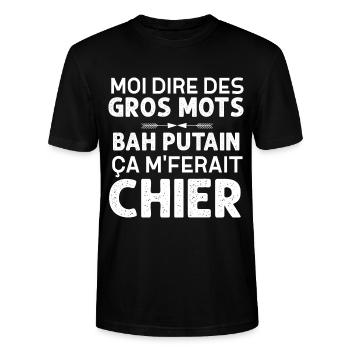 Gros Mots Humour Collègue - T-shirt bio CRAFTER Stanley Stella Unisexe - noir - Devant - Alina (178cm) & Michal (187cm)