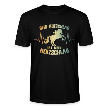 Herzschlag Pferd Hufschlag - Stanley/Stella Unisex Bio-T-Shirt CRAFTER - Schwarz - Vorne - Alina (178cm) & Michal (187cm)