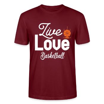 Live Liebe Basketball - Stanley/Stella Unisex Bio-T-Shirt CRAFTER - Burgunderrot - Vorne - Alina (178cm) & Michal (187cm)
