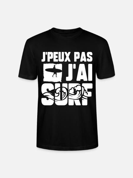 J’peux pas j’ai surf - T-shirt bio CRAFTER Stanley Stella Unisexe - noir